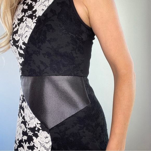 Tibi Black and White Lace and Faux Leather Dress - Picture 13 of 13